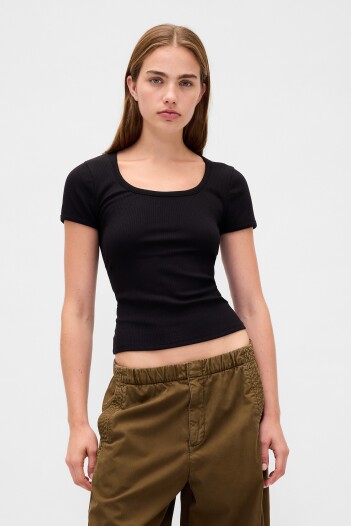 Remera Rib Mujer Black