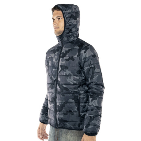 Campera Topper Abrigo Impermeable C/ Capucha Hombre Gris-Camuflada