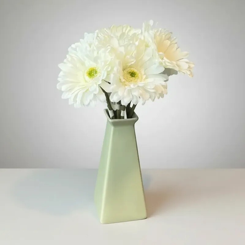 Flor Artificial Gerbera blanca tallo corto Flor Artificial Gerbera blanca tallo corto