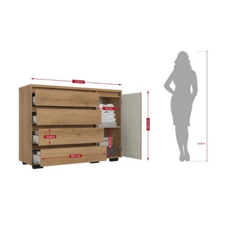 COMODA AURORA 4 CAJONES 1 PUERTA CAPUCCINO COMODA AURORA 4 CAJONES 1 PUERTA CAPUCCINO