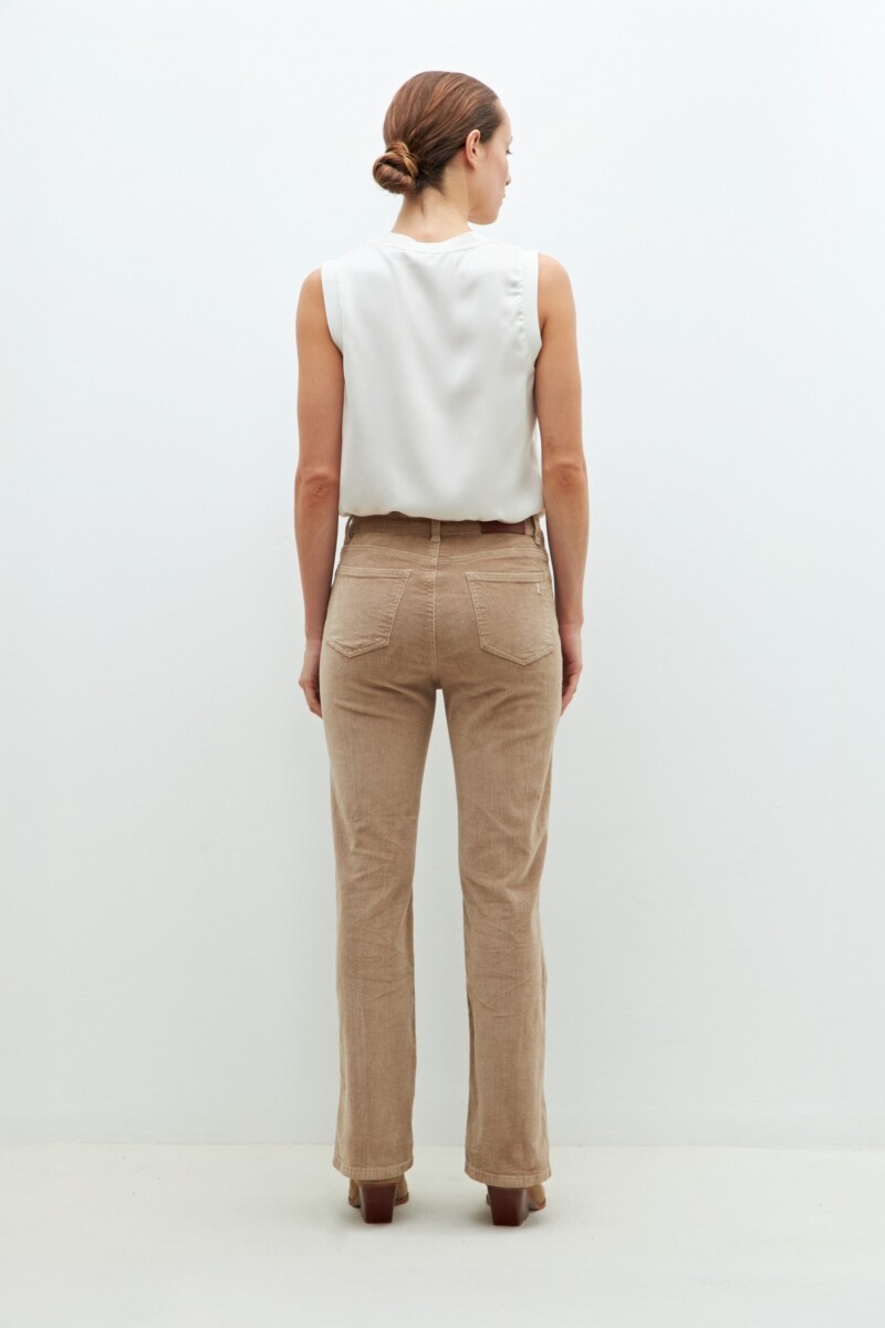 Pantalón Donna de pana con tajos beige