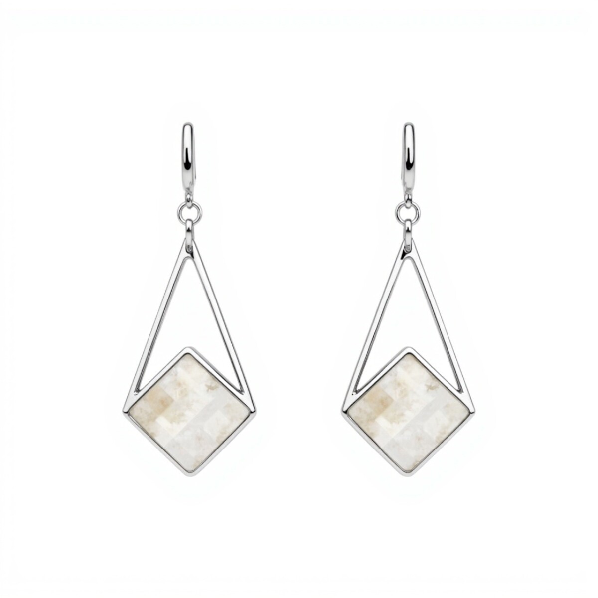 Caravanas trapezoides - Plata 925 - Nacar - CA4170 - conpiedra 