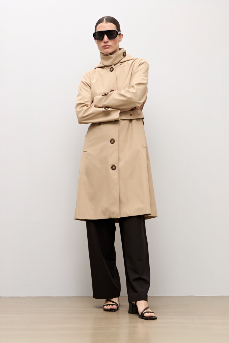 Trench clásico capucha desmontable - beige 