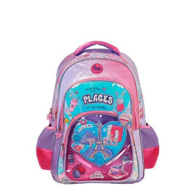 Mochila Footy PLACES 18" con Luz Led Lila - Rosa