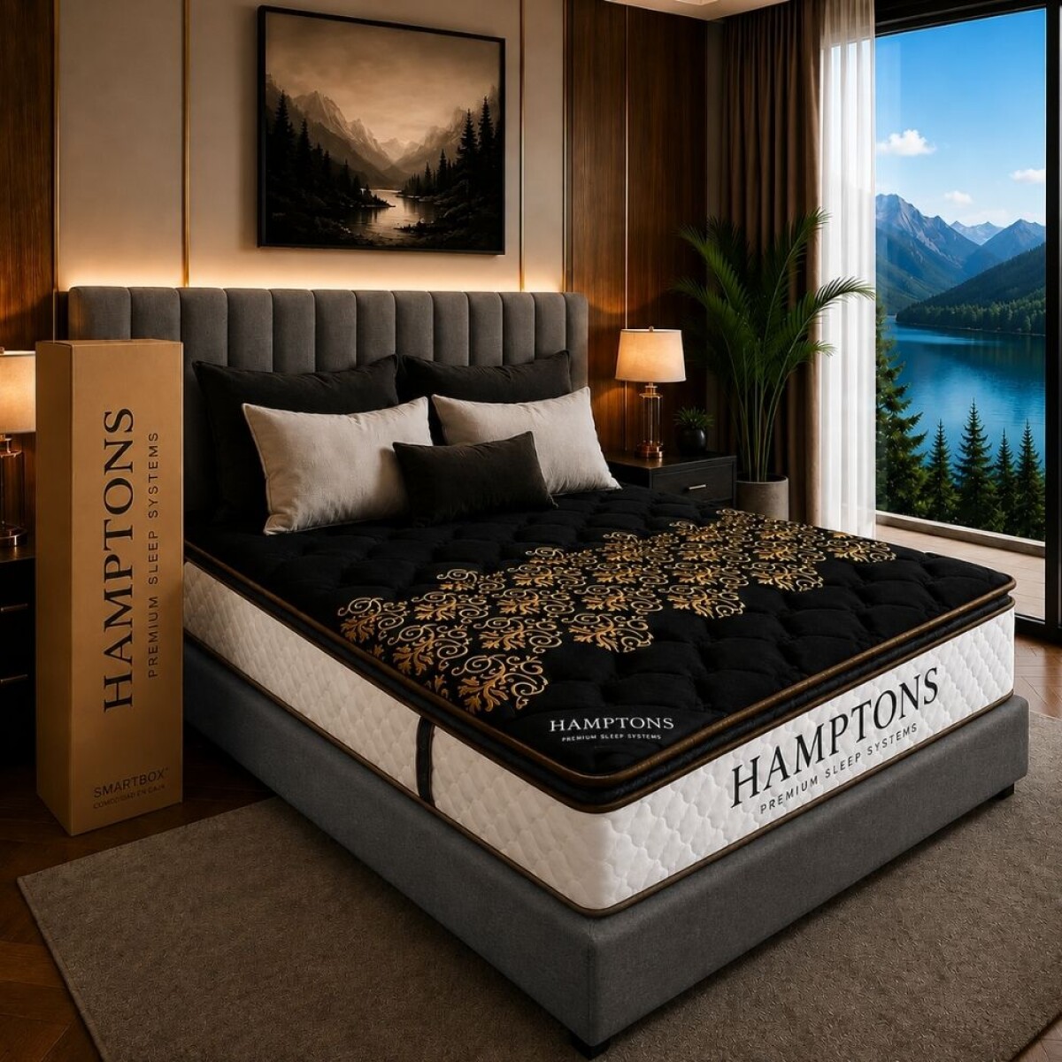 Sommier 2 plazas HAMPTONS Hybrid Iridium - Gris 