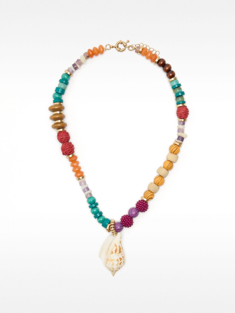 Collar De Cuentas Colgante Concha multicolor