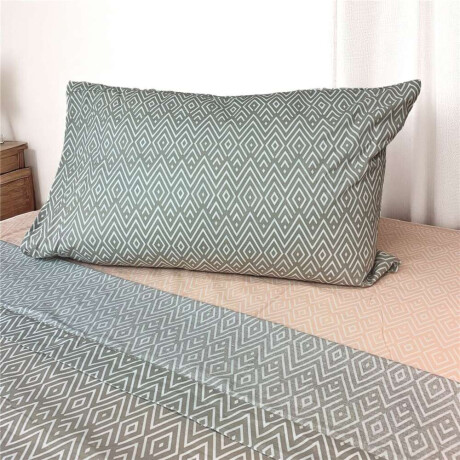 Juego De Sabanas Algodon 144H Twin 90X190+30Cm Rombos Cannon Rosa/Gris