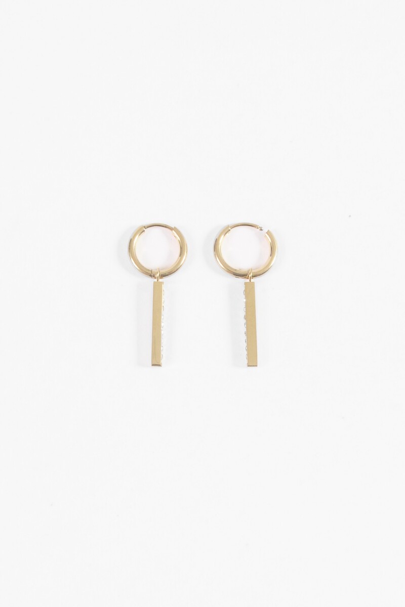 Aros acero con dije strass dorado