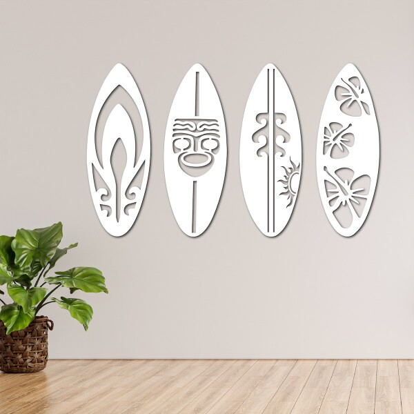 Set x4 Cuadros Calados Modernos Living Decorativo Tablas de Surf Madera MDF Imback Color Blanco Set x4 Cuadros Calados Modernos Living Decorativo Tablas de Surf Madera MDF Imback Color Blanco