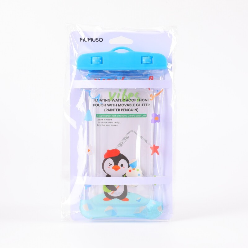 FUNDA ACUÁTICA IMPERMEABLE PARA TELÉFONO CON PURPURINA MÓVIL (PINGÜINO PINTOR) FUNDA ACUÁTICA IMPERMEABLE PARA TELÉFONO CON PURPURINA MÓVIL (PINGÜINO PINTOR)