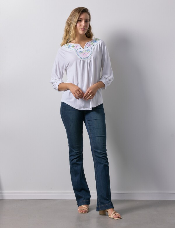 Blusa Bordada BLANCO/MULTI