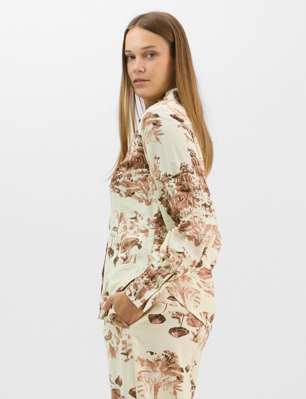 Conjunto Camisa Y Pantalón Estampado MARRON