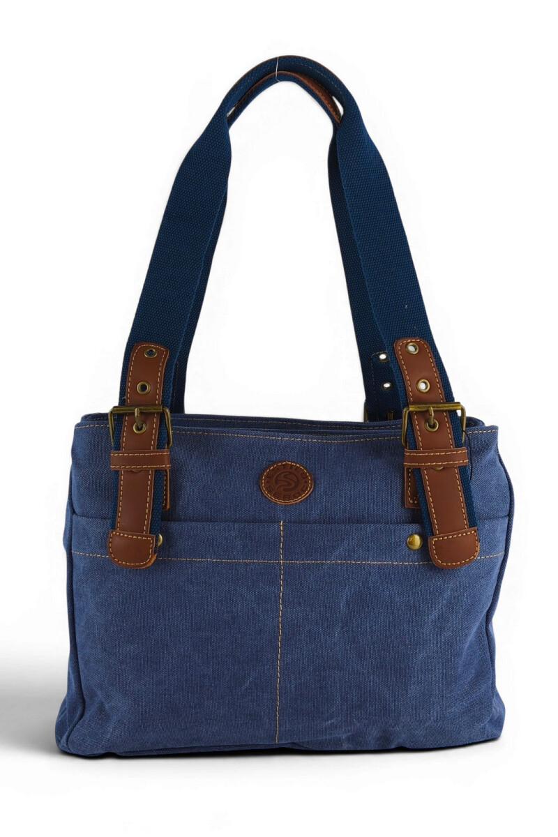 Cartera lona doble cierre Azul