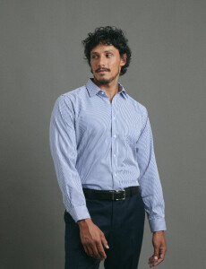 012687 CAMISA HARRINGTON LABEL Azul/blanco