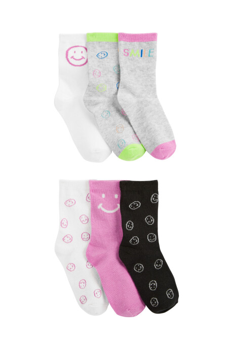Pack seis pares de medias de algodón, diseño sonrisas Pack seis pares de medias de algodón, diseño sonrisas