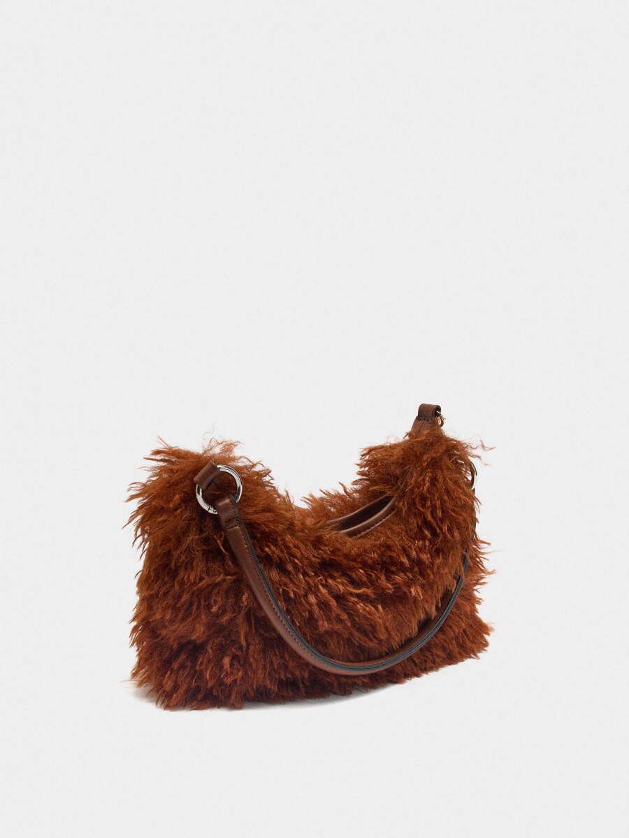 Bolso De Hombro Efecto Pelo naranja
