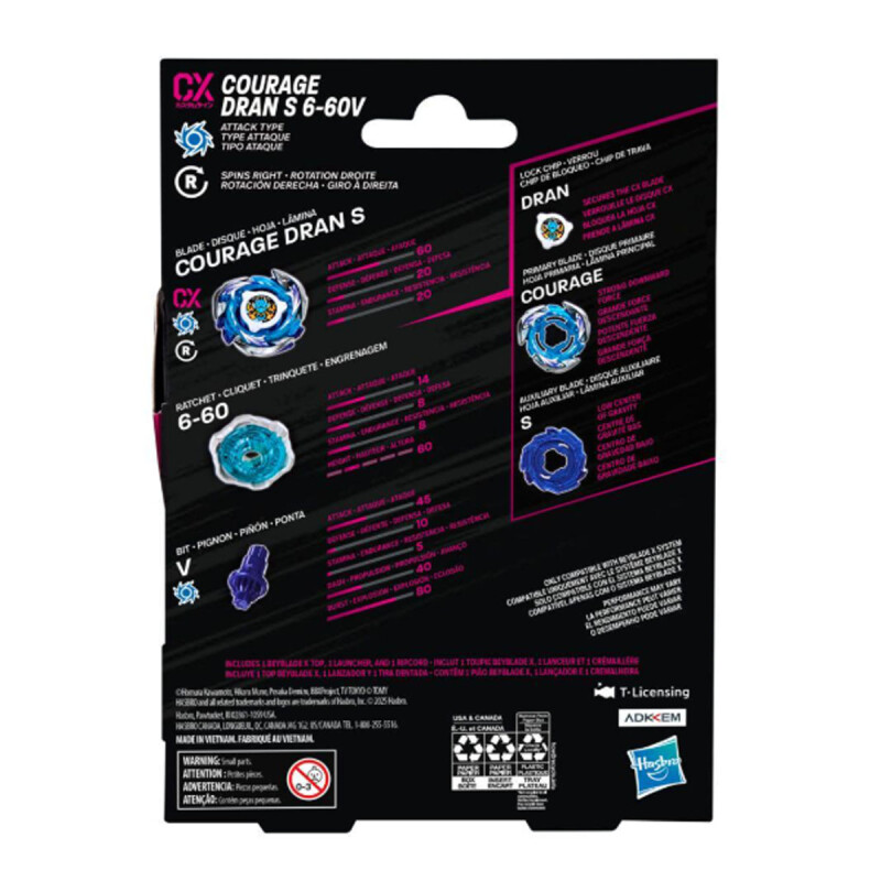 Beyblade X Xtreme Trompo + Lanzador hASBRO CX Courage Dran S 6-60V