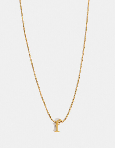 Cadena Corta con Dije Metal Cadena De Acero Con Inicial F - Dorado