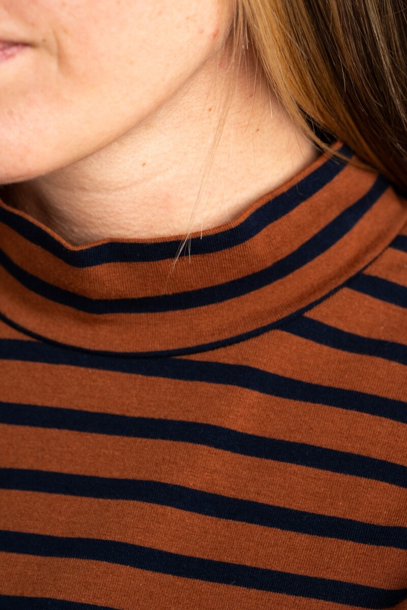 Polera Alogodón Elastano Rayada Camel