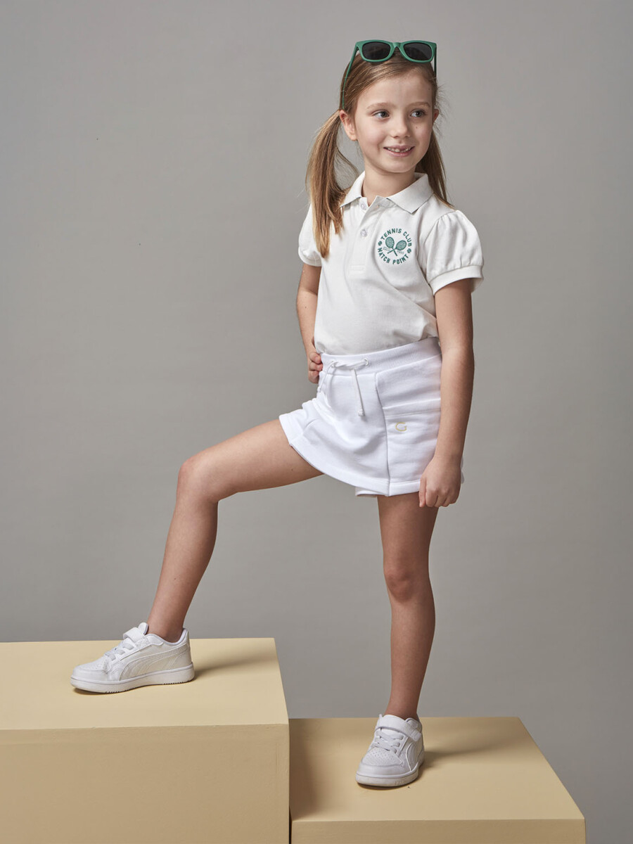 Falda Pantalon Felpa Con Contrastes Blanco