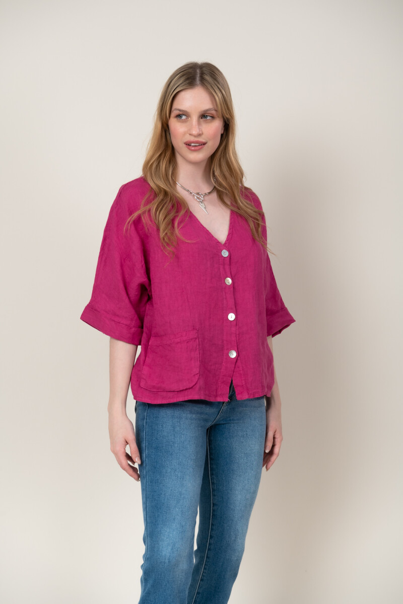 Camisa lino escote V - Camelia 