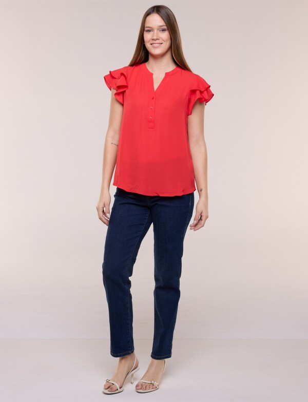 Blusa Manga Volados ROJO