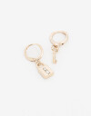 Aros Argollas Con Dijes Aros Argolla Con Dije Candado Y Llave - Dorado