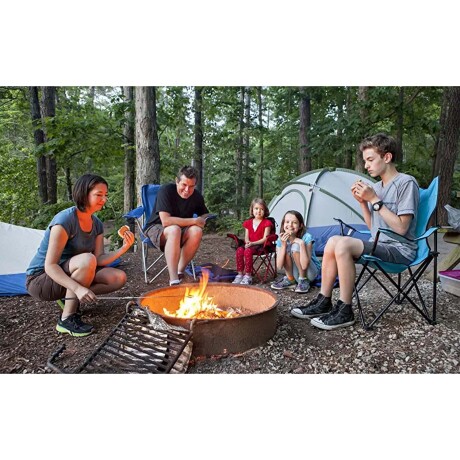 Silla de Tela Plegable Posa Vaso y Bolso Camping Playa Pesca Azul