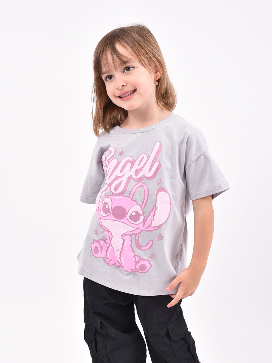 REMERA PINK ANGEL - GRIS CLARO 