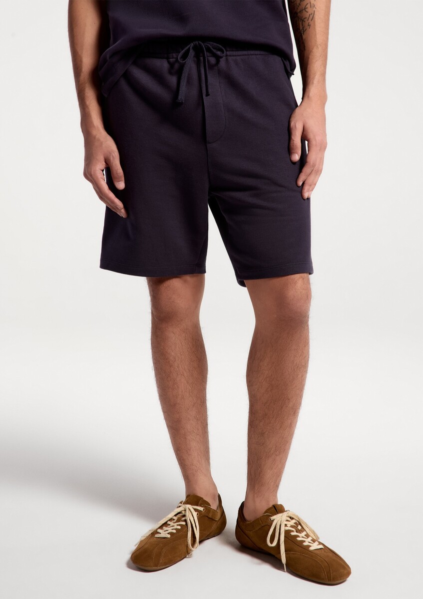 BERMUDAS RECTAS DE FELPA - AZUL 