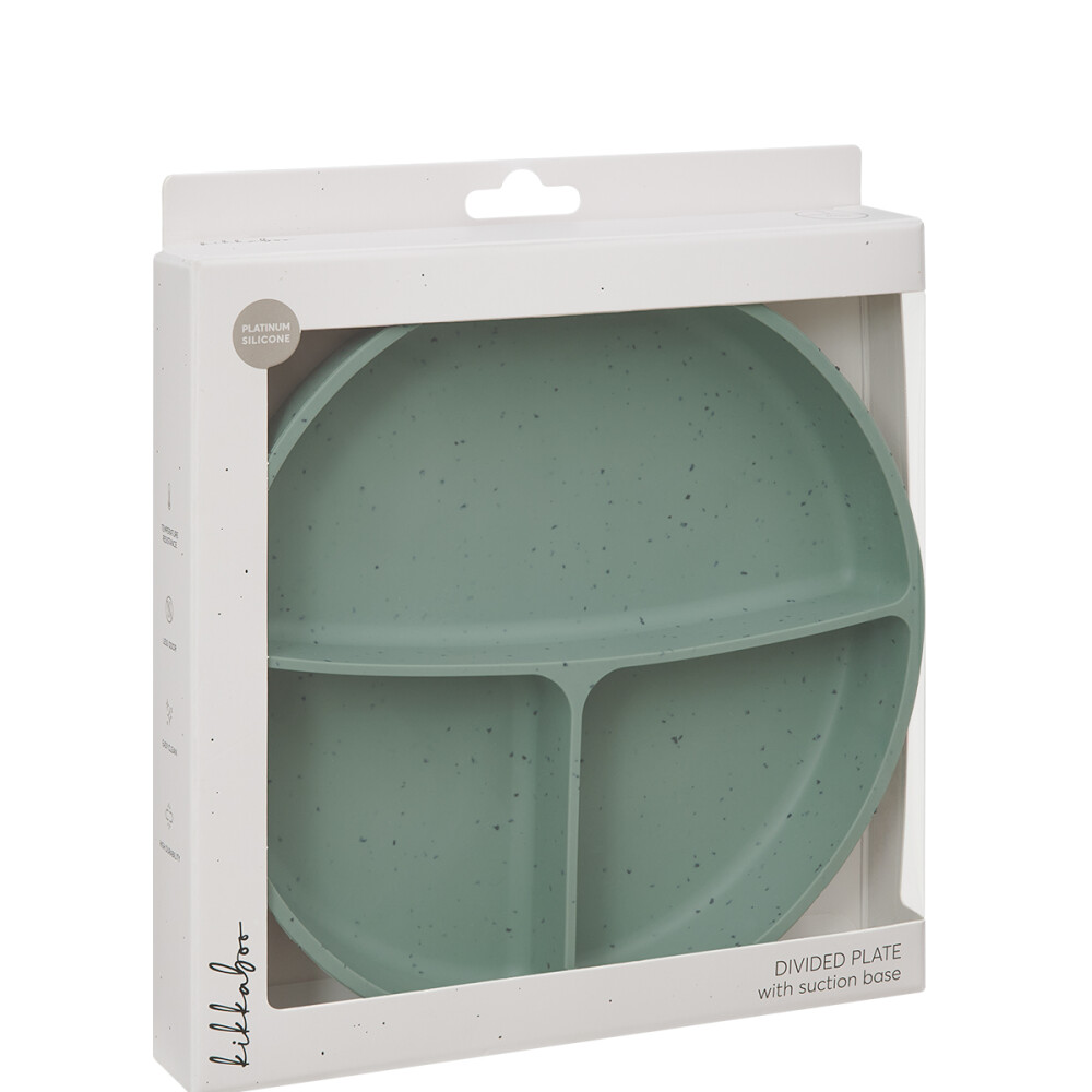 Plato con divisiones y ventosa Kikkaboo Verde
