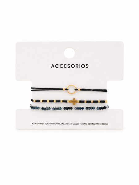 PULSERAS SET X 3 NEGRO