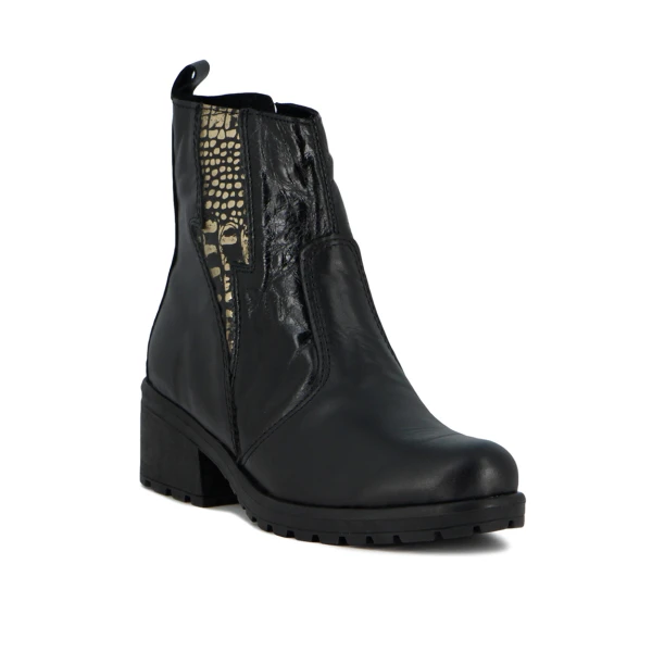 Macri Bota Caña Baja Suela Tr Taco Foliado Negro-animal Print