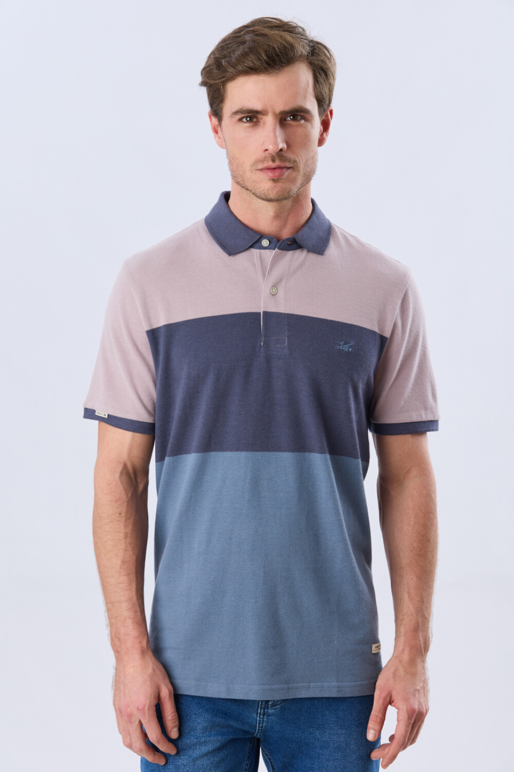 REMERA POLO RAYADA PIQUÉ Azul