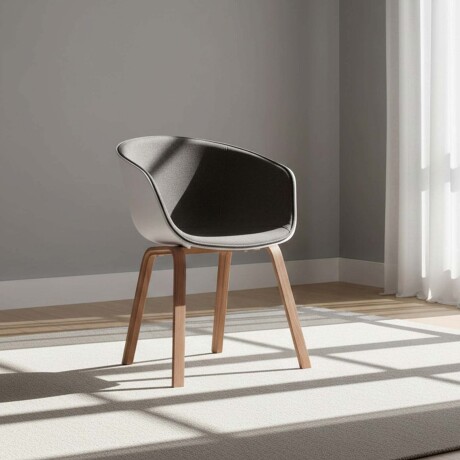 SILLA DE COMEDOR POLIPROPILENO-Y-MADERA GRIS GARDENIA