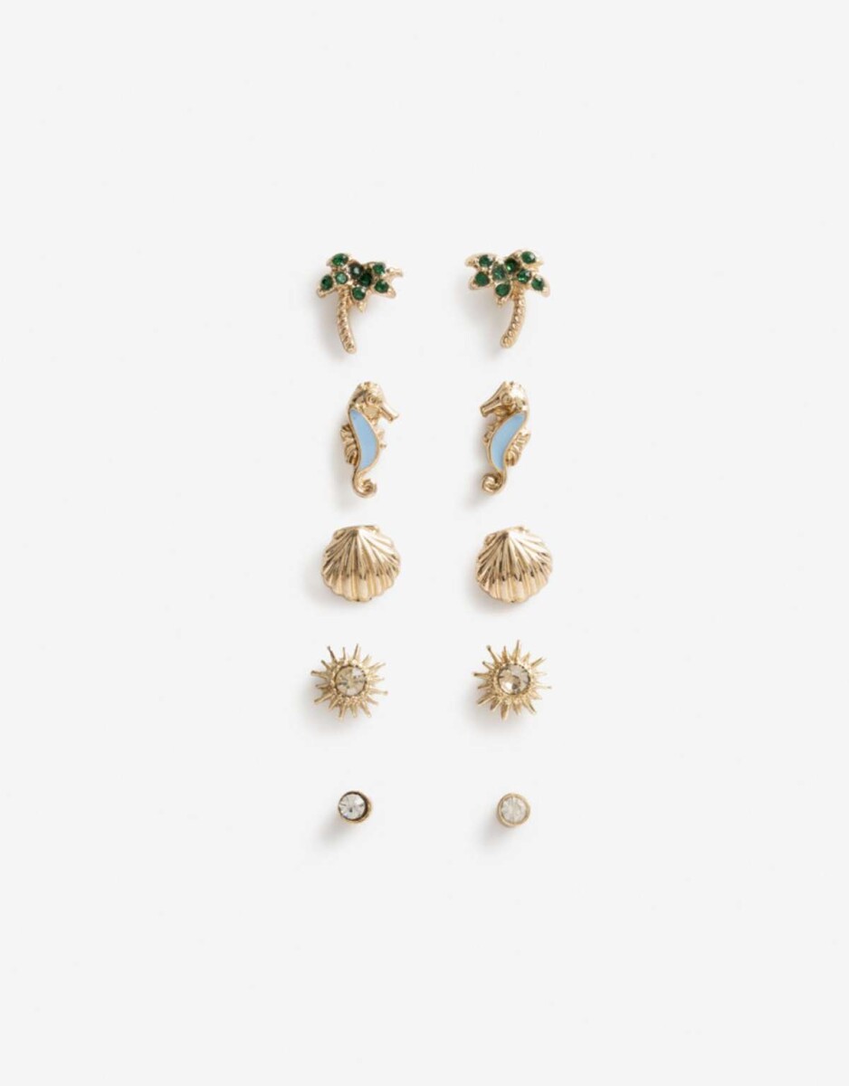 Set De Aros Pasantes Playeros - Dorado 