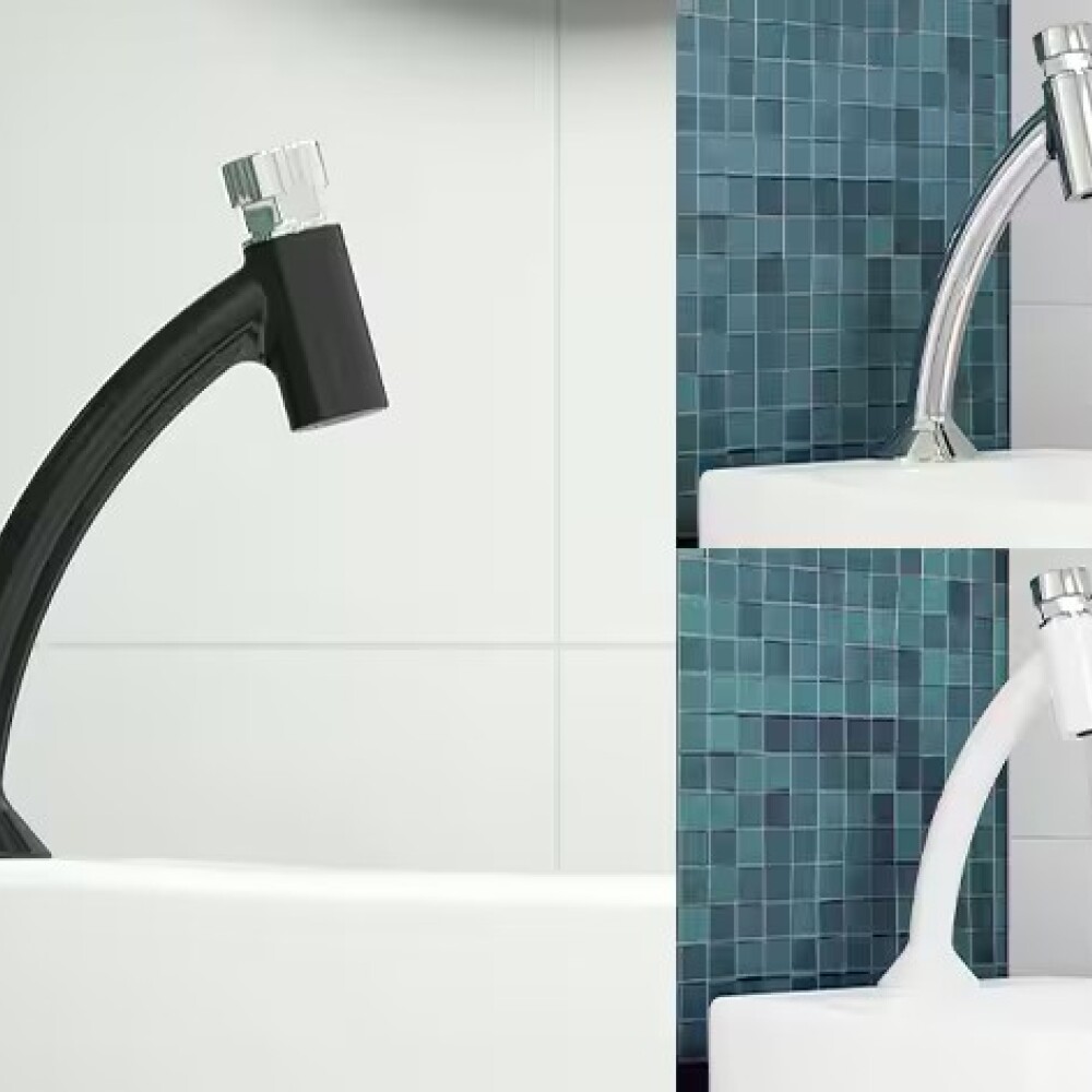 Grifería de lavatorio temporizado curvo de mesada Blukit blanca Grifería De Lavatorio Temporizado Curvo De Mesada Blukit Blanca