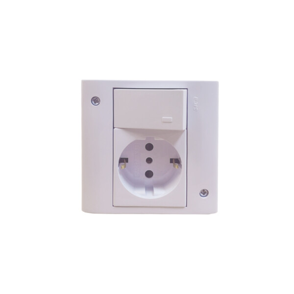 Caja 3 mód c/toma schuko + int.bipolar blanco puro ELE07678