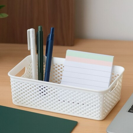 Cesto canasto organizador 17cm x 12 cm x 6cm Blanco