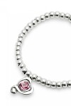 PULSERA DE BOLAS BAÑADAS EN PLATA DE LEY CON CRISTAL ROSA Pulsera