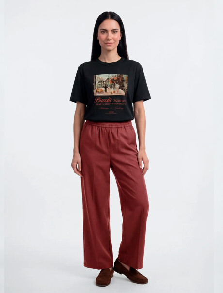 PANTALÓN TIRO MEDIO - BORDEAUX ROJO