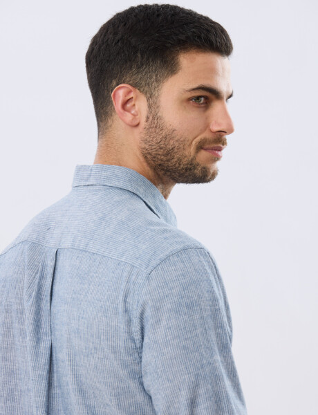 CAMISA RAYADA DE LINO Denim