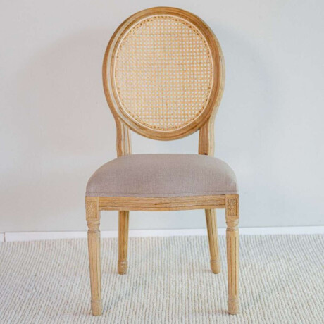 Silla Ovalo/Natural Con Tapizado Beige Natural Con Tapizado Beige
