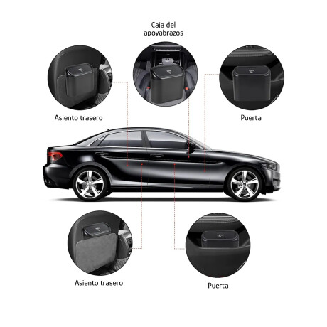 Set x2 Mini Papeleras Auto Portátil Universal TapaAutomática Negro