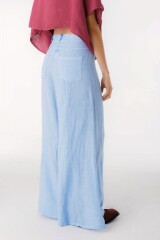 Pantalon Cuarzo Lino Celeste