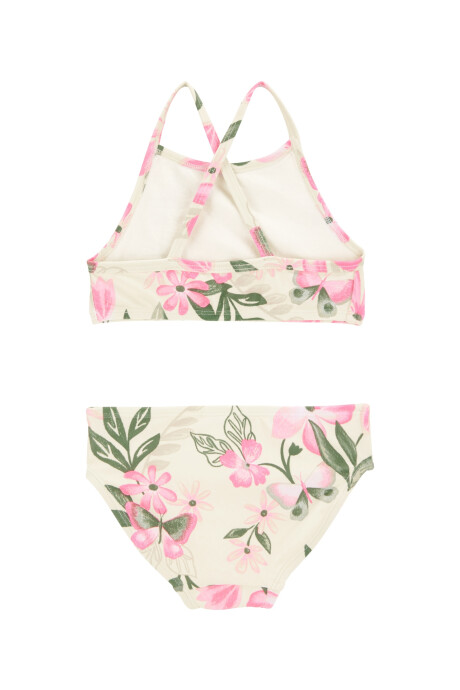 Set de baño tres piezas, protección UPF 50+, diseño floral. Talles 2-5T Set de baño tres piezas, protección UPF 50+, diseño floral. Talles 2-5T