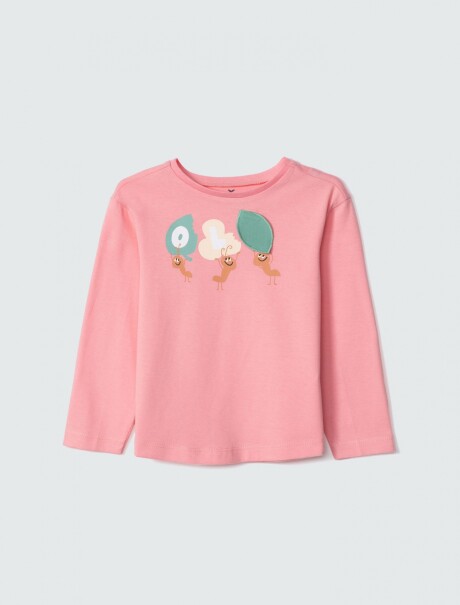 BLUSA INFANTIL CON ESTAMPA ROSA