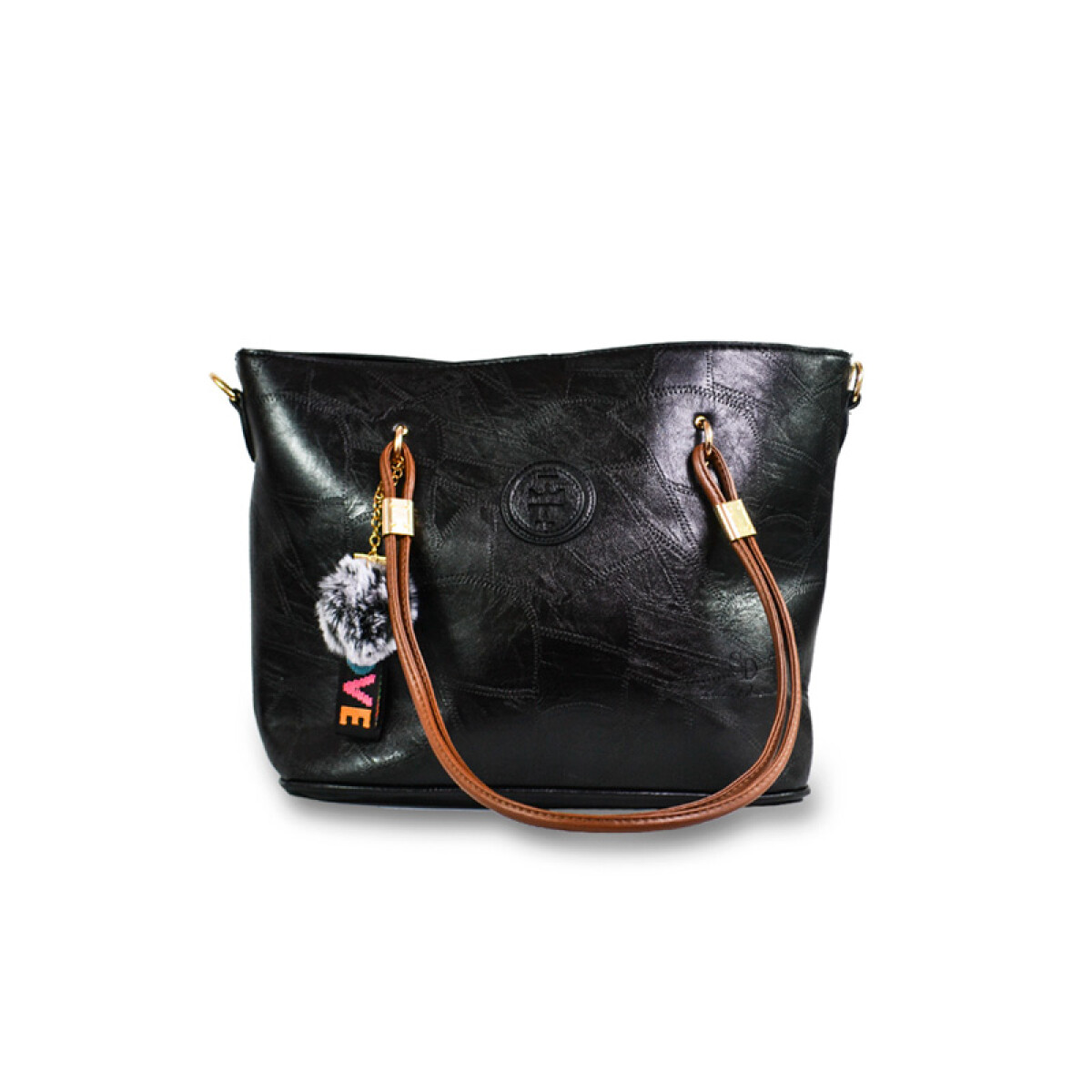 S&D Cartera Lisa con Llavero - Negro 