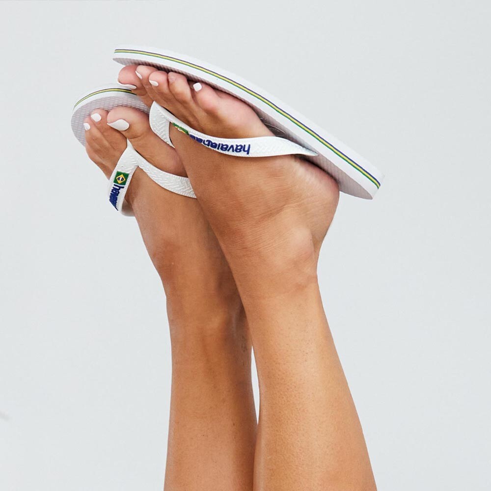 Sandalias Havaianas Brasil Logo Hombre Blanco
