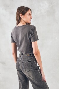 Remera Algodón Lavado Negro Lavado
